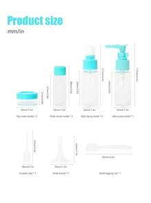 10pcs Travel Cosmetic Sub-Bottling PET Spray Lotion Cream Refillable Bottle Empty Liquid Container - Blue - View 2