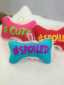 1入組骨形狀字母設計隨機寵物毛絨玩具適用於狗狗和貓適用於互動 - 彩色 - 查看 1