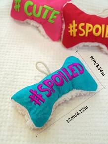 1入組骨形狀字母設計隨機寵物毛絨玩具適用於狗狗和貓適用於互動 - 彩色 - 查看 3