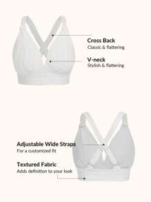 Swim DD+ 夏季纯色高腰比基尼上衣 - 白色 - 查看 4