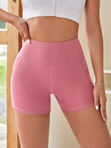 Yoga Basic 寬腰帶運動短褲帶手機袋 - 玫瑰紅 - 查看 3