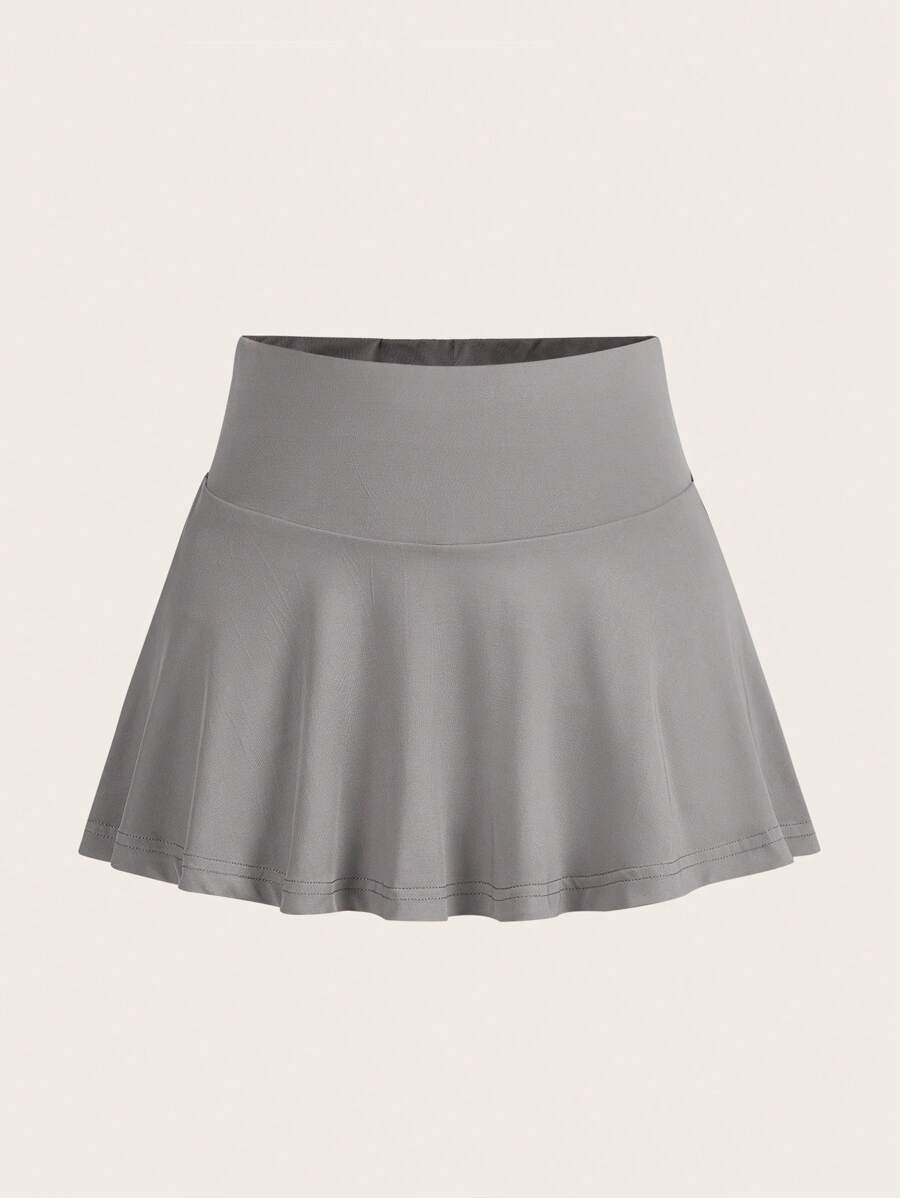 SHEIN EZwear Quần đùi nữ màu trơn Giải trí - Xám - Xem 1