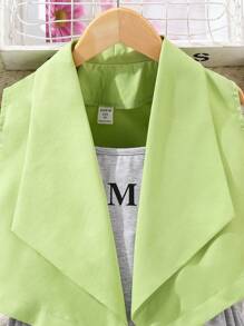 SHEIN 女孩大翻領夾克和蝴蝶圖案吊帶連衣裙 - 彩色 - 查看 7