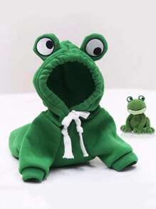 1pc Cartoon Frog Design Pet Hoodie For Dog And Cat For Spring - Green - View 4