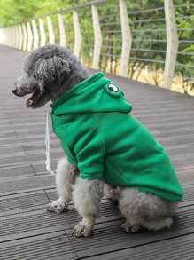 1pc Cartoon Frog Design Pet Hoodie For Dog And Cat For Spring - Green - View 5