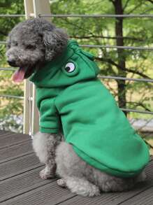 1pc Cartoon Frog Design Pet Hoodie For Dog And Cat For Spring - Green - View 6