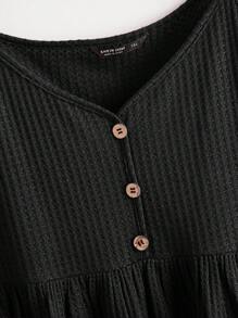 SHEIN EZwear 大碼華夫格針織荷葉邊下擺吊帶上衣