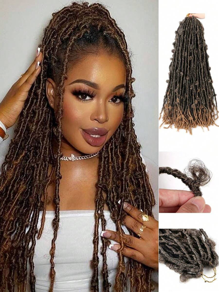 Medium Curly Synthetic Crochet Hair Braid - Brown - View 1