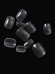 600pcs Clear Round Head Nail Art Tips Full Cover False Nails 10 Sizes False Nails Faux Acrylic Manicure Salon Tools - Clear - View 3