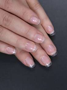 600pcs Clear Round Head Nail Art Tips Full Cover False Nails 10 Sizes False Nails Faux Acrylic Manicure Salon Tools - Clear - View 6