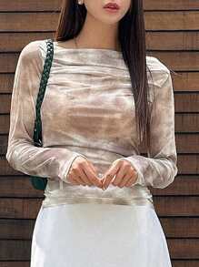 DAZY Tie Dye Ruched Front Top - Multicolor - View 6