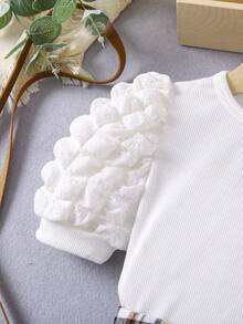 Bộ thời trang bé gái Xếp li Textured Sọc ca rô Giải trí - Nhiều màu - Xem 5