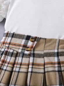 Bộ thời trang bé gái Xếp li Textured Sọc ca rô Giải trí - Nhiều màu - Xem 6