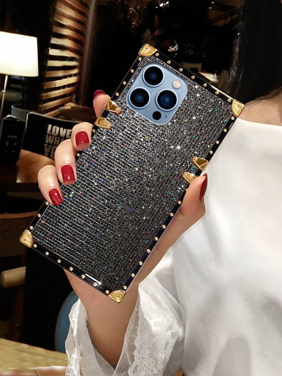 金屬亮絲矽膠防摔手機外殼 - 黑色 - 查看 1