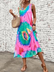 SHEIN LUNE 紮染背心連衣裙 - 彩色 - 查看 3