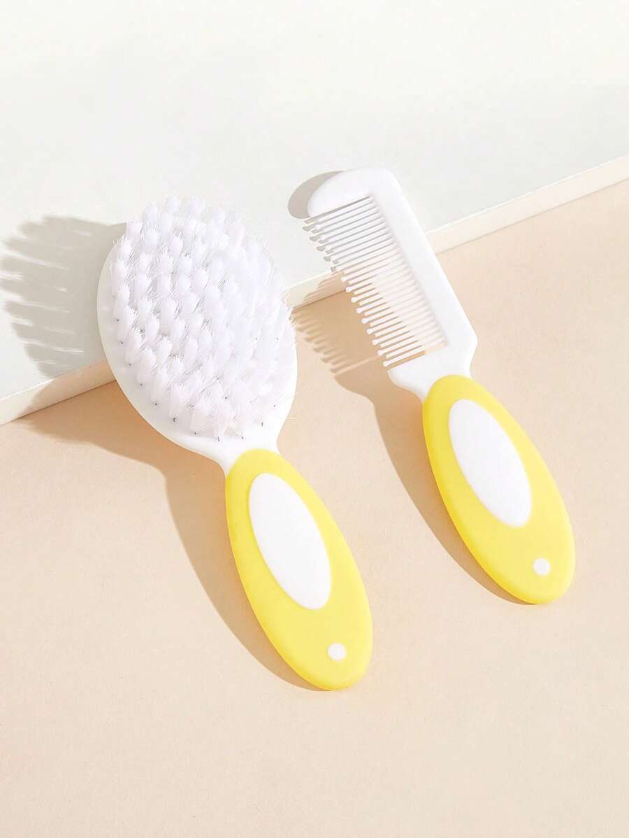 2入組嬰兒雙色洗澡刷和梳子套裝 - 黃色 - 查看 1