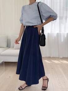 DAZY Fold Pleated Detail Skirt