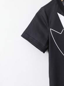 SHEIN Trẻ Con trai In nơ Áo thun & quần - Đen và trắng - Xem 3