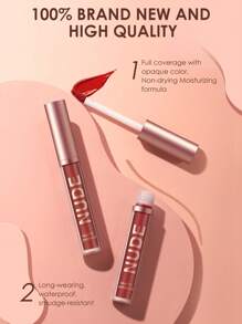 LANGMANNI Set de maquillaje de 2 Piezas Brillo de labios + Delineador de labios Lápiz labial líquido resistente al agua de larga duración (#01) - Naked - Ver 3