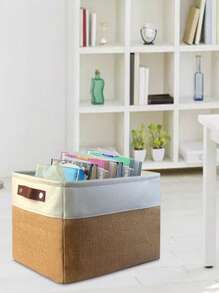 折疊儲物盒(配把手),開放式採收納筐(專為嬰兒衣服而設) - 卡其色 - 查看 1