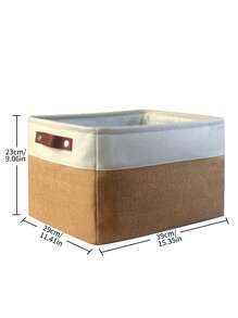 折疊儲物盒(配把手),開放式採收納筐(專為嬰兒衣服而設) - 卡其色 - 查看 2