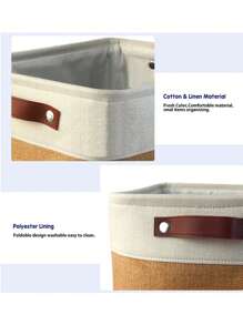 折疊儲物盒(配把手),開放式採收納筐(專為嬰兒衣服而設) - 卡其色 - 查看 4