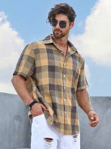 Manfinity Homme Áo sơ mi Nam Nút phía trước Sọc ca rô Giải trí - Nhiều màu - Xem 4