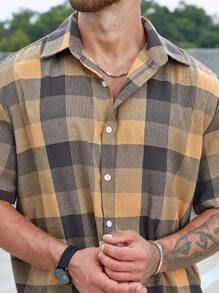 Manfinity Homme Áo sơ mi Nam Nút phía trước Sọc ca rô Giải trí - Nhiều màu - Xem 6