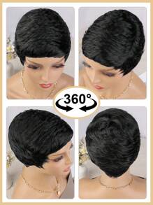 Ngắn Pixie Cắt Tổng Hợp Bộ Tóc Giả Dành Cho Nữ 1B #3 Inch Tổng Hợp Tự Nhiên Lớp Tóc Giả Glueless PIXIE Cắt Tóc Giả để Sử Dụng Hàng Ngày - màu đen - Xem 4