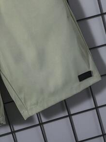 SHEIN Leap Crew Tween Boy Floral Print Shirt & Drawstring Waist Shorts Without Tee - Multicolor - View 7