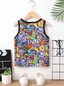 SHEIN Chàng trai trẻ Phim hoạt hình dễ thương Phong cách Giải trí Áo ba lỗ Với Tròn Đường viền cổ áo , Mùa hè - Nhiều màu - Xem 2