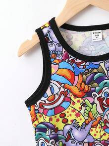 SHEIN Chàng trai trẻ Phim hoạt hình dễ thương Phong cách Giải trí Áo ba lỗ Với Tròn Đường viền cổ áo , Mùa hè - Nhiều màu - Xem 6