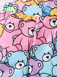 SHEIN 小女童卡通圖案背帶連體短褲 - 彩色 - 查看 3