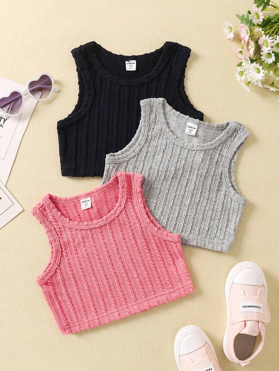 SHEIN Áo ba lỗ & áo hai dây cho bé gái mới biết đi màu trơn Giải trí - Nhiều màu - Xem 1