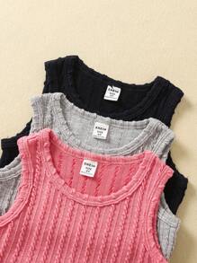 SHEIN Áo ba lỗ & áo hai dây cho bé gái mới biết đi màu trơn Giải trí - Nhiều màu - Xem 3