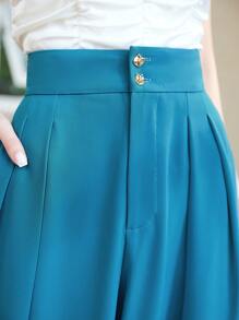MOTF PREMIUM 寬飄逸洋裝長褲 - 水鴨藍 - 查看 8