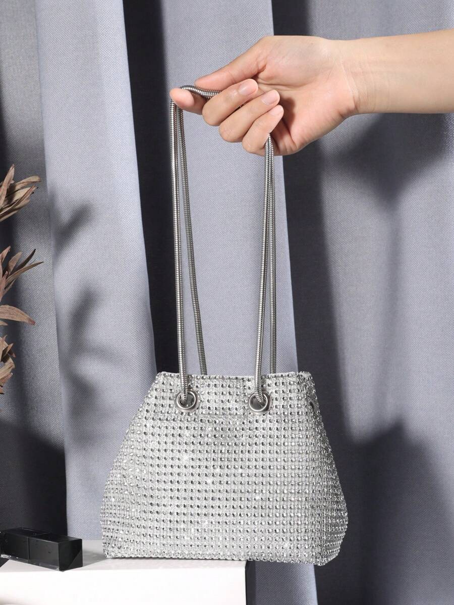 Túi ly hợp buổi tối dành cho nữ có đính sequin, thích hợp cho đám cưới, khiêu vũ, tiệc tùng, quà tặng sinh nhật. Thiết kế đơn giản và giản dị, có thể đựng đồ trang điểm và điện thoại với dung lượng lớn. - Bạc - Xem 1