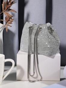 Túi ly hợp buổi tối dành cho nữ có đính sequin, thích hợp cho đám cưới, khiêu vũ, tiệc tùng, quà tặng sinh nhật. Thiết kế đơn giản và giản dị, có thể đựng đồ trang điểm và điện thoại với dung lượng lớn. - Bạc - Xem 2