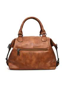 Túi tote trung bình quai đôi màu nâu cổ điển - màu nâu - Xem 4