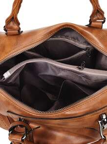 Túi tote trung bình quai đôi màu nâu cổ điển - màu nâu - Xem 6