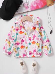 SHEIN Young Girls' Lovely Multicolor Dinosaur Jacket For Summer - Multicolor - View 3