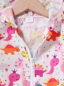 SHEIN Young Girls' Lovely Multicolor Dinosaur Jacket For Summer - Multicolor - View 4