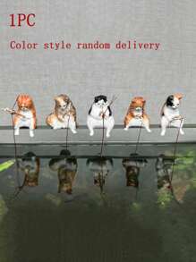 1pc Cartoon Cat Design Random Fish Tank Ornament For Aquarium For Decoration - Multicolor - View 6