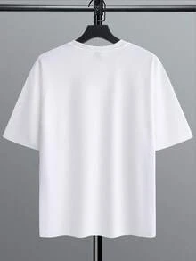 Aesthetic Post--Loose Fit Men's Two Tone Tee With Letter Graphic - White - View 6