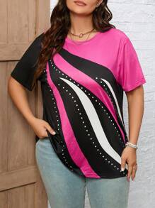 SHEIN LUNE Plus Colorblock Tee - Multicolor - View 1