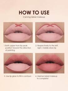 LANGMANNI 2件唇彩+唇线笔持久防水液体唇膏彩妆套装(#04) - Naked - 查看 4