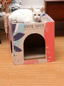 1pc Cartoon & Letter Graphic Cat Scratcher - Pink - View 1