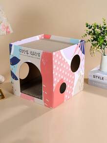 1pc Cartoon & Letter Graphic Cat Scratcher - Pink - View 3