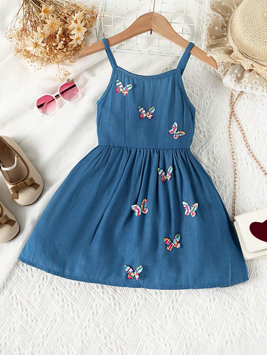 Đầm bé gái Đề can Loại bướm Giải trí - Rửa trung bình - Xem 1