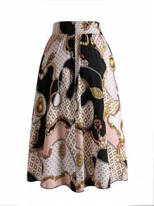 SHEIN Clasi Plus Chain Print Skirt - Multicolor - View 2